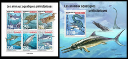 DJIBOUTI 2021 - Water Prehistorics, M/S + S/S. Official Issue [DJB210504] - Prehistorics