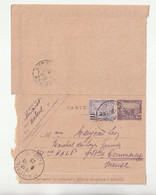 Carte Lettre Entier Postal Tunisie Avec Complément D'affranchissement, 1928 - Covers & Documents
