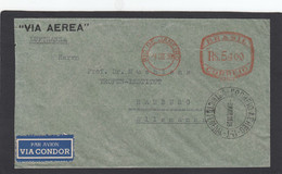 LETTRE PAR AVION "VIA CONDOR" LUFTHANSA ,AVEC EMA,DE RIO DE JANEIRO POUR HAMBOURG.1939. - Aéreo (empresas Privadas)