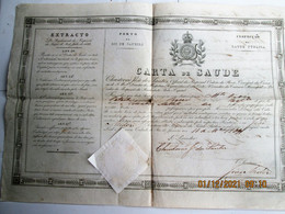 BRASIL - 1839 CARTA DE SAUDE Do PORTO Do RIO DE JANEIRO - Vf  CITY SEAL - At Back Agreement Of CONSUL Of URUGUAY - Historical Documents