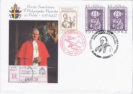 Poland Polska 1997 Airplane Mail, Pope John Paul II Jan Pawel II, Giovanni Paolo II, Rybnik-Wroclaw - Storia Postale