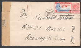 1945 Air Mail  Letter To The USA  SG 152b, 160  US Censor Tape - 1859-1963 Colonia Britannica