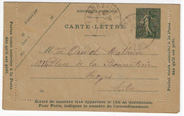 LANDREVILLE Aube Carte Lettre 15c Semeuse Lignée Millésime 918 Ob 6 10 1919 Storch B8 Yv 130-CL7 - Kaartbrieven