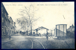 Cpa Du 07  Les Vans  Gare Du Tramway Et Route De Villefort  JA22-07 - Les Vans