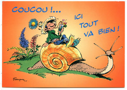 Escargots - Gaston Lagaffe Chevauche Un Escargot. Coucou ! Ici Tout Va Bien - Comics