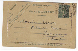 PARIS 104 Carte Lettre 15c Semeuse Lignée Type 1 Millésime 847 Ob 2 4 1919 Storch B7 Yv 130-CL5 - Letter Cards