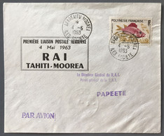 Polynésie Française N°18, Enveloppe TAD AFAREAITU MOORA, Ile Société 4.5.63 - Liaison Tahiti Moorea Par R.A.I - (B2243) - Covers & Documents