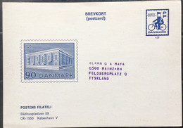 DENMARK 1969 EUROPA CARD POSTMAN ,CYCLE,ADDRESSED TO TYSKLAND - Unused Stamps