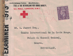 GRANDE BRETAGNE - LONDRES - LETTRE POUR LE COMITE INTERNATIONAL DE LA CROIX ROUGE A GENEVE PAR LA RED CROSS SOCIETY - CE - Storia Postale