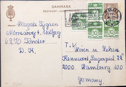 DENMARK 1977, POSTAL STATIONARY CARD, USED TO GERMANY,  4 STAMP, TONDER CITY, MACHINE SLOGAN CANCEL - Otros & Sin Clasificación