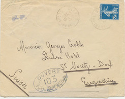 FRANKREICH 1916 Säerin 25C EF Pra.-ZENSUR-Brief M Zensur-Stempel U -Label Sowie K1 „CLÈRES / SEINE / INFre“ N St. MORITZ - Covers & Documents