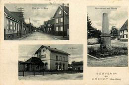 Hoerdt * Souvenir Du Village * Cpa 3 Vues * La Gare , La Rue De La Gare Et Le Monument Aux Morts - Other & Unclassified