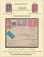 DANEMARK - CROIX ROUGE - LETTRE POUR PARIS DU 31-12-1945 AVEC LA TOUR RONDE AVEC SURCHARGE +5 - SUR FEUILLE LINDNER - Lettres & Documents