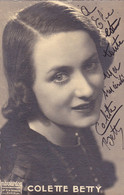 Photo / Cp - VP - Dedicace / Autographe - Colette Betty ( Chanteuse ) Theatre De La Renaissance 1940 - Photo Max Pardon - Autógrafos
