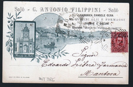SALO' - BRESCIA - 1896 - BELLA CARTOLINA COMMERCIALE ILLUSTRATA - FILIPPINI FABBRICA CANDELE DI CERA (INT386) - Shops