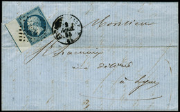 Lettre N°14. 20c Bleu. BdF Avec Filet D'encadrement Oblitéré S/Lettre Pour Lyon. (Pli D'archive S/BdF). T.B. (Cote Maury - Other & Unclassified