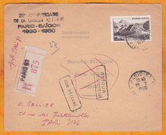 1950 - Enveloppe Recommandée Par Avion De Paris Vers Saïgon - 20e Anniversaire Du Paris Saïgon Aérien - 1960-.... Covers & Documents