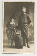 Femme Et Zouave Militaire   Carte Photo - Zu Identifizieren