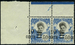 Neuf Sans Charnière N° 120, 10 S/50c Bleu, Paire Surcharge à Cheval, TB - Other & Unclassified