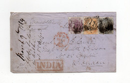 !!! INDE ANGLAISE, LETTRE DE 1864 POUR LONDRES AVEC TEXTE, AFFRANCH TRICOLORE.  ARCHIVE CLARKE - 1858-79 Crown Colony