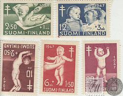 Finlandia 1947  Yvert Tellier  326/30 Campaña Contra La Tuberculosis  ** - Sonstige & Ohne Zuordnung