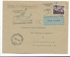 Lux188 / LUXEMBURG, Erstflug  Nach Paris 2.2.48 - Brieven En Documenten