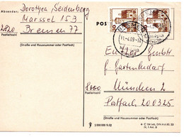 55863 - Bund - 1989 - 30Pfg. B&S Paar Aus MH A. Kte BREMEN - NACHTRAEGLICH ENTWERTET - Muenchen - Lettres & Documents