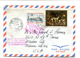 CONGO Pointe Noire 1974- Affr. Sur Lettre Par Avion + Cachet "retour à L'envoyeur" Pour USA - Autres & Non Classés