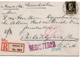 55870 - Altdeutschland / Bayern - 1915 - 40Pfg. Luitpold EF A. R-Bf. M. Dt. Zensur  MUENCHEN -> PHILADELPHIA, PA (USA) - Cartas & Documentos