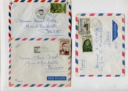 COTE D'IVOIRE - 3 Lettres Affr. Sur Lettre Par Avion - (Timbre AOF Oblitéré Abidjan Cachet Perlé Flamme Eléphant) - Costa D'Avorio (1960-...)