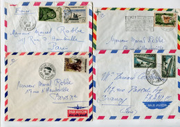 COTE D'IVOIRE - 4 Lettres Affr. Sur Lettre Par Avion - (Timbre AOF Oblitéré Abidjan Cachet Perlé Pont) - Côte D'Ivoire (1960-...)