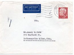 55878 - Bund - 1956 - 80Pfg. Heuss I EF A. LpBf. GOEPPINGEN -> Indianapolis, IN (USA) - Storia Postale