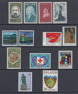 1975 ** Islande (sans Charn., MNH, Postfrish) Complete Yv 453/65  Mi 500/12  FA 537/49 (13v) - Full Years