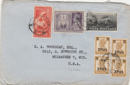 India Commercial Cover With Label On Reverse To USA 1952 - Briefe U. Dokumente