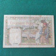 TUNISIA 50 FRANCS 1939 - Tunisie