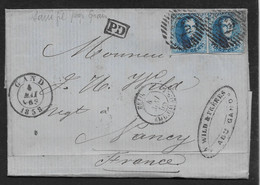 Belgique N°11 Paire - Lettre - B - 1858-1862 Medaillen (9/12)