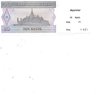 MYANMAR BILLET 10 KYATS PICK 71 - Myanmar