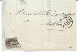 N°14A SUR LETTRE DE LOUVAIN .ARRIVEE WEERT-ST-GEORGES - 1863-1864 Médaillons (13/16)
