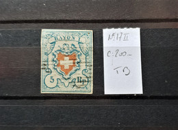 12 - 21 // Suisse - Schweiz N°17II - IR 4 -  Cote : 200 FCH - 1843-1852 Federale & Kantonnale Postzegels