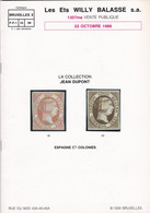 COLLECTION JEAN DUPONT   CATALOGUE DE VENTE WILLY BALASSE  N° 1307 - Catalogues For Auction Houses