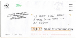 Cachet Manuel Sur Pli De Service La Poste Code ROC 46129A Ille Et Vilaine Vannes Le Prat PPDC - Manual Postmarks