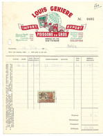 Oostende (Factuur)  *   Louis Gekiere  (Minque, 133-134)  Import Export Poissons En Gros - 1950 - ...