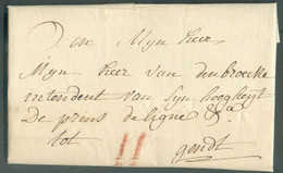 LAC De BRUGGE Le 3 Novembre 1776 Vers Gand (à L"Intendant Du Prince De Ligne) ; Port 'II' (craie Rouge). 18949 - 1714-1794 (Oostenrijkse Nederlanden)