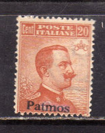 EGEO 1921 - 1922 PATMO PATMOS SOPRASTAMPATO D'ITALIA ITALY OVERPRINTED CENT. 20c CON FILIGRANA WATERMARK  MNH - Aegean (Patmo)