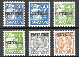 AFA #17, 18, 19, 20, 24, 25.   POSTFAERGE / Postal Ferry 1936-40    MNH** - Paketmarken