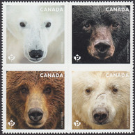 Qc. BEARS OF CANADA - Type 2 - DIE CUT Block Of 4 From Booklet (POLAR BEAR At UL) Canada 2019 - Nuovi