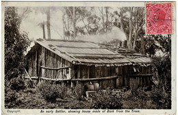 An Early Settler, Showing House Made Of Bark - Pre-1913, Posted To Scotland - Outback