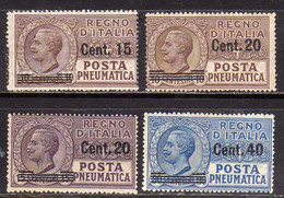 ITALIA REGNO ITALY KINGDOM 1924 1925 POSTA PNEUMATICA VITTORIO EMANUELE III SERIE COMPLETA SOPRASTAMPATA SURCHARGE MNH - Pneumatic Mail