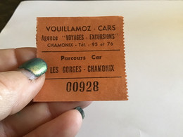 Astra Agence De Voyage Ticket Parcours Car Les Gorges Chamonix Cars Vouillamoz - Sports & Tourisme