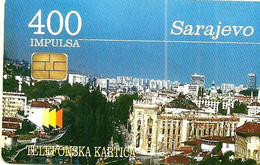 BOSNIA 400 IMPULES  SKYLINE OF  SARAJEVO   CHIP USED READ DESCRIPTION !!!! - Bosnien